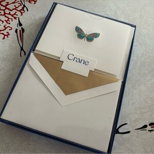 Crane paper engraved butterfly note cards